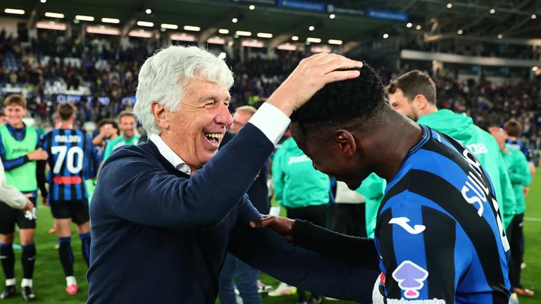 gasperini - festa a fine partita-Serie A Enilive 2024-25 giornata 36 Atalanta-Roma_0175