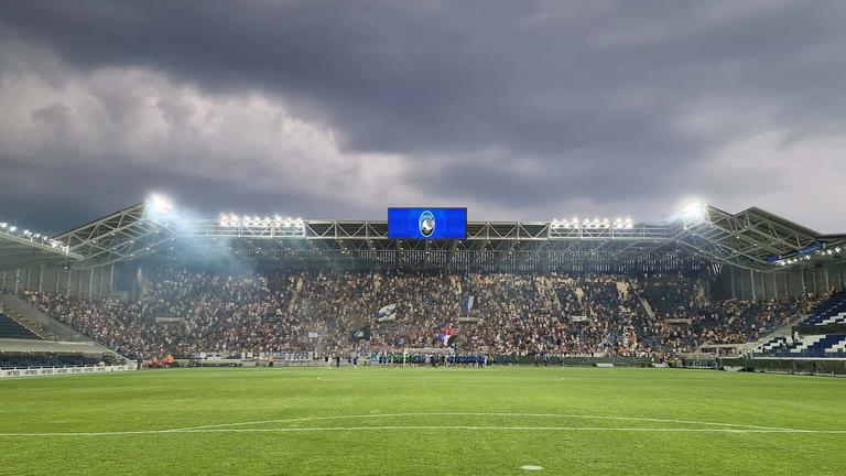 Gewiss Stadium, il maxischermo in Curva Nord Pisani (render)
