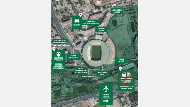 Mappa stadio Lisbona – UEL MD2 Sporting Lisbona-Atalanta