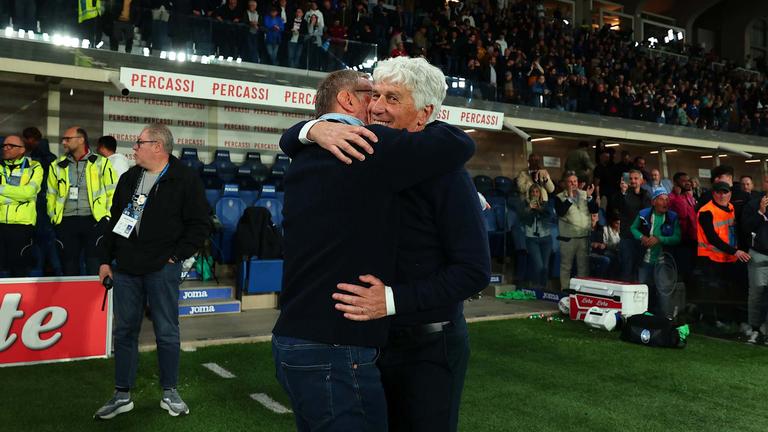 gasperini gritti tullio - festa a fine partita-Serie A Enilive 2024-25 giornata 36 Atalanta-Roma_0150