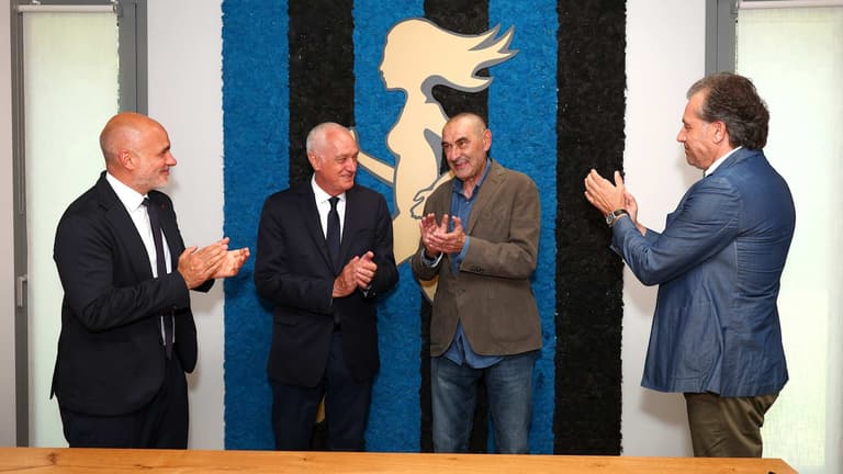 Atalanta - Luca Percassi, Antonio Percassi, Maurizio Sarri, Cristiano Giuntoli