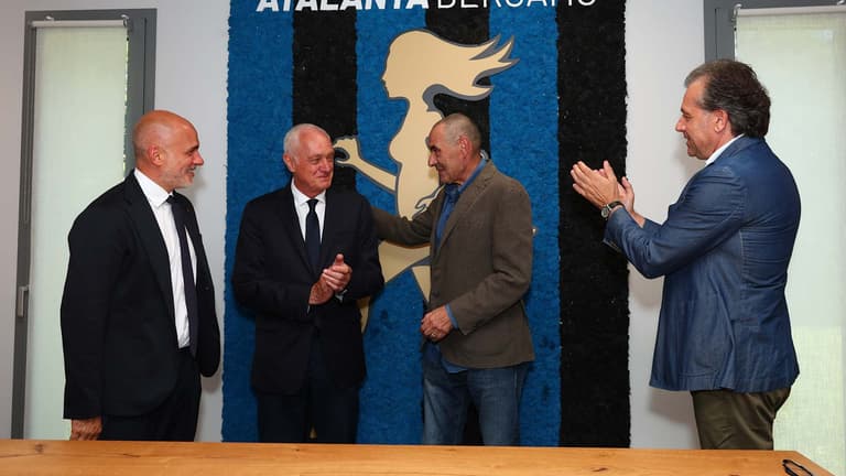 Atalanta - Luca Percassi, Antonio Percassi, Maurizio Sarri, Cristiano Giuntoli