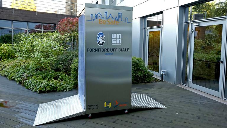 Cabina di sanificazione Be Safe all’ingresso Area Prima squadra a Zingonia