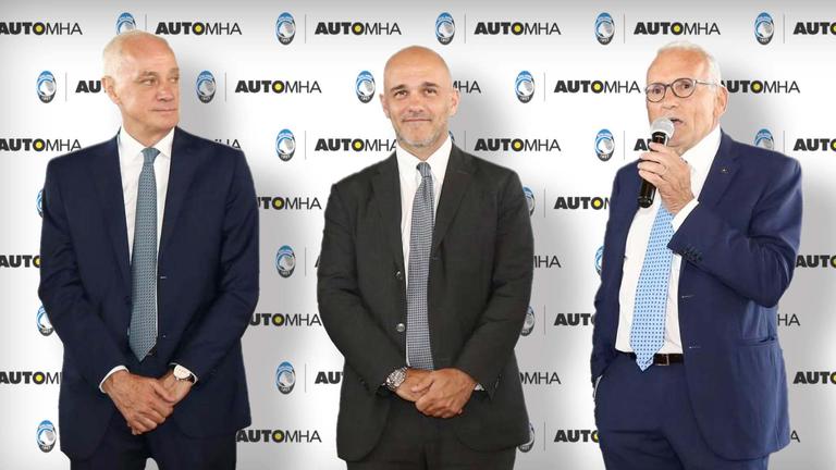 Antonio e Luca Percassi, Presidente e AD Atalanta, con Franco Togni, Presidente Automha