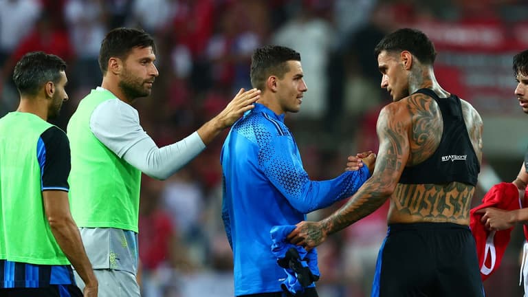 scamacca gianluca e krstovic nikola-Playoff UECL Hapoel Tel-Aviv vs Atalanta-0031