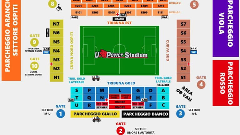 Mappa stadio Brianteo Monza