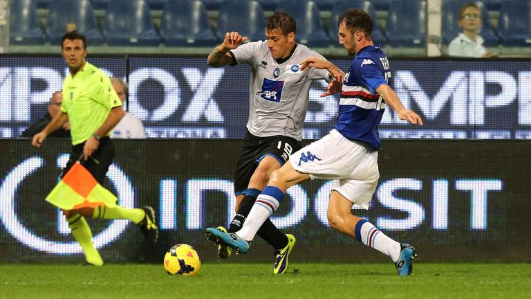 German Denis in Sampdoria-Atalanta 2013/14