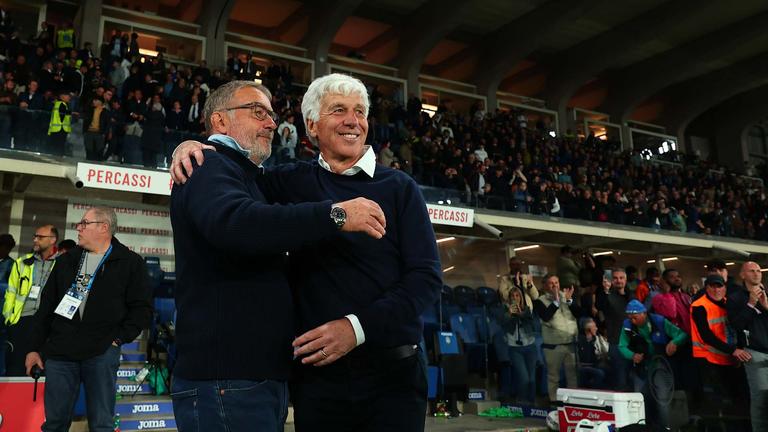 gasperini gritti tullio - festa a fine partita-Serie A Enilive 2024-25 giornata 36 Atalanta-Roma_0151