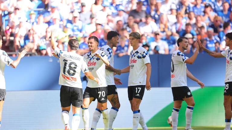 Esultanza dopo gol Scamacca | Amichevole Schalke 04-Atalanta | Gelsenkirchen Veltis Arena 08-08-2026JPG