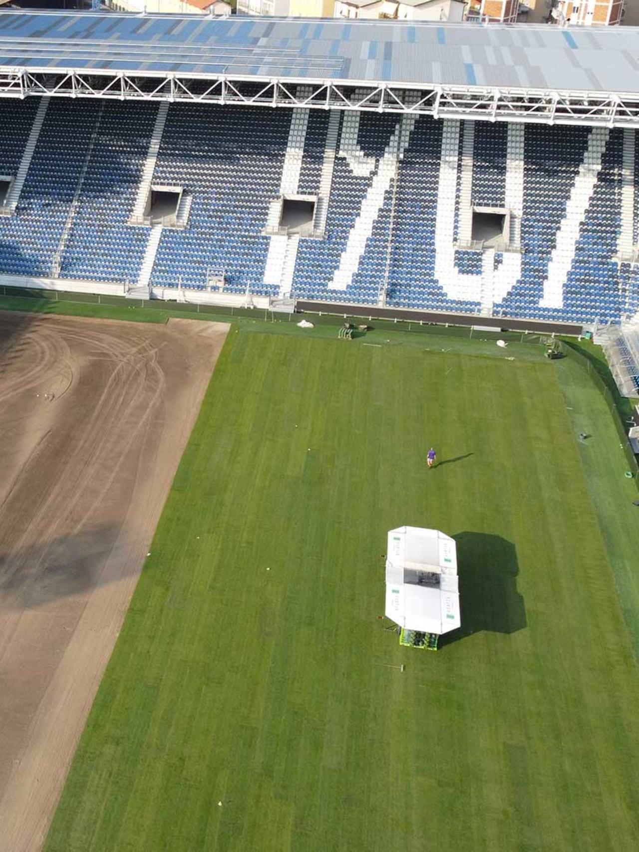 Gewiss Stadium,  i lavori al campo