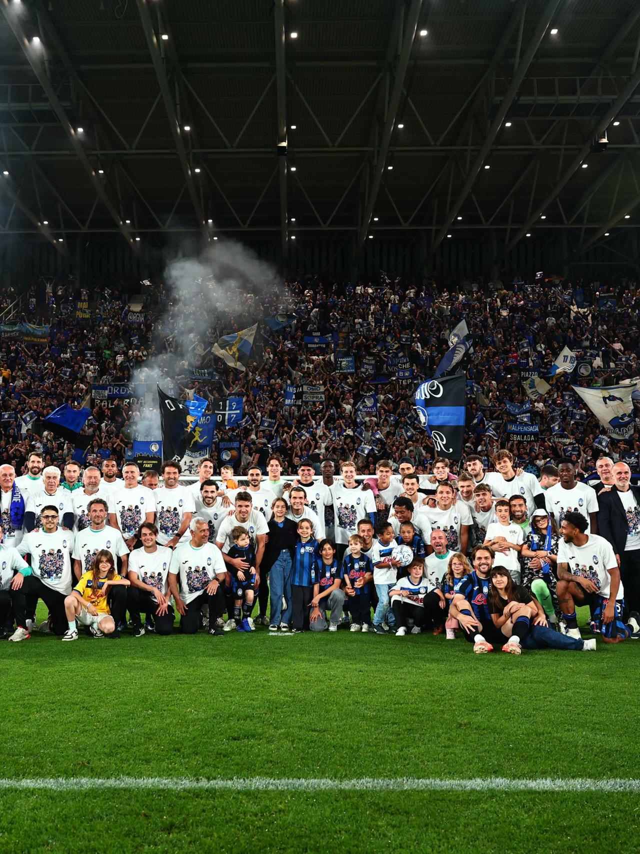 La festa della squadra al Gewiss Stadium